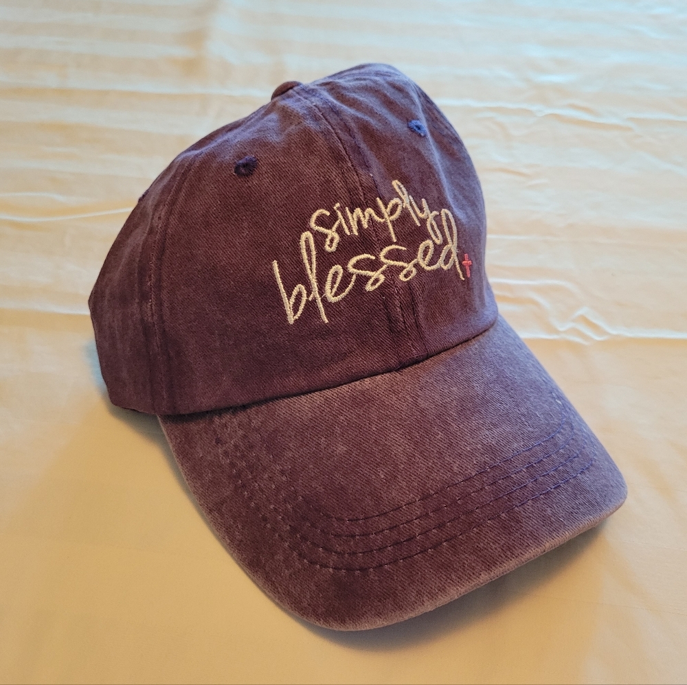"Simply Blessed" Embroidered Adjustable Baseball Hat, NWT - Picture 3 of 5